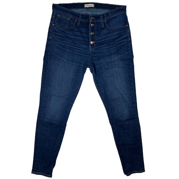 Madewell 9" Mid-Rise Skinny Jeans in Hayes Wash Size 32 Button Fly J9491 Denim - Picture 3 of 16